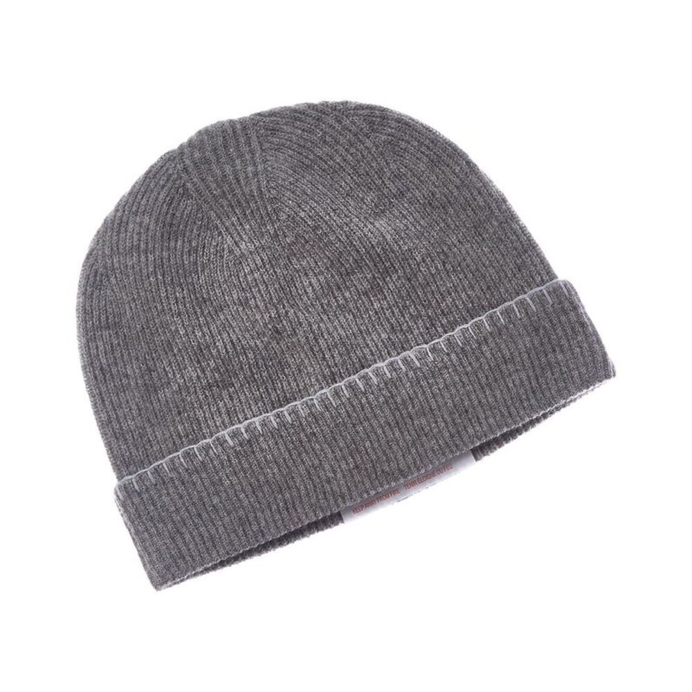 Brodie Cashmere Blanket Stitch Cashmere Beanie, Grey